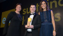 Rachel Woolliscroft, board member, ICRS (left)and compere Julia Bradbury present Steve Burgess with the award